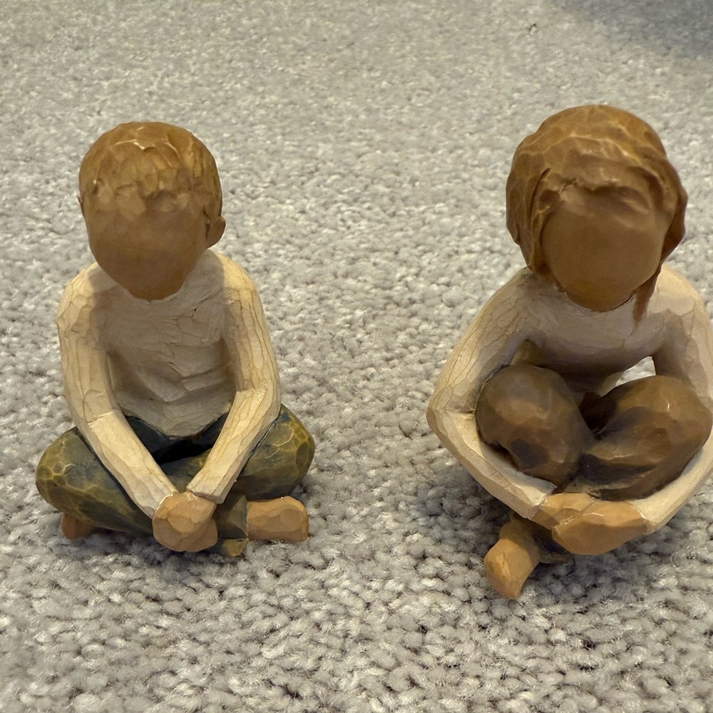 Two Willow Tree “Spirited Child” Figurines one Male one Female Out of Boxes